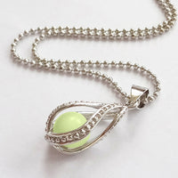 Women's Hollow Teardrop Night Light Pendant Alloy Chain Necklace Jewelry Gift