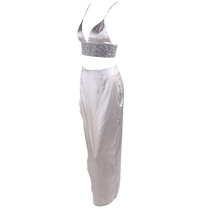 Silver Satin Dress