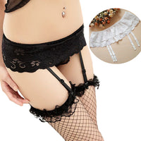 Lady Sexy Double Layers Floral Lace Garter Belts Skirt Stocking Suspenders