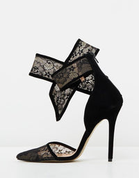 Izoa The Shiralee Heels Black & Nude Lace in Collaboration With Shiralee Coleman