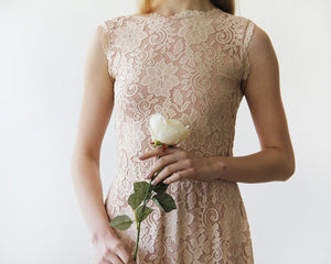 Open back lace maxi dress sleeveless pink blush 1141