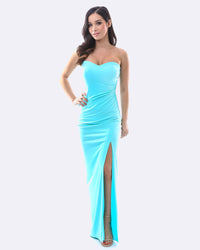 Strapless Evening Dress - Light Blue