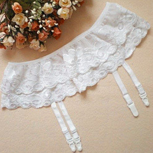 Lady Sexy Double Layers Floral Lace Garter Belts Skirt Stocking Suspenders