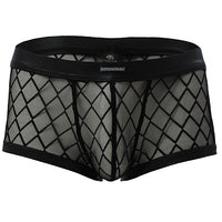 Men Sexy Mesh Sheer Boxer Shorts Briefs Underwear Black Trunks Underpants M L XL