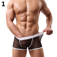 Men Sexy Breathable Mesh See Through Briefs Boxer Shorts Elastic Waist Underwear