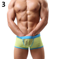 Men Sexy Breathable Mesh See Through Briefs Boxer Shorts Elastic Waist Underwear