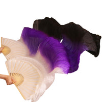 2018 Newest Handmade Bamboo Ribs Dance Props Silk Belly Dancing Fans Natural Silk 1Pc Left hand Right hand White Purple Black