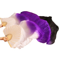 2018 Newest Handmade Bamboo Ribs Dance Props Silk Belly Dancing Fans Natural Silk 1Pc Left hand Right hand White Purple Black