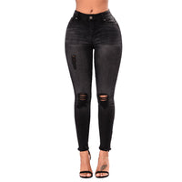 2018 Black Ripped Washed High waist Plus size Push up Skinny Jeans1803H35