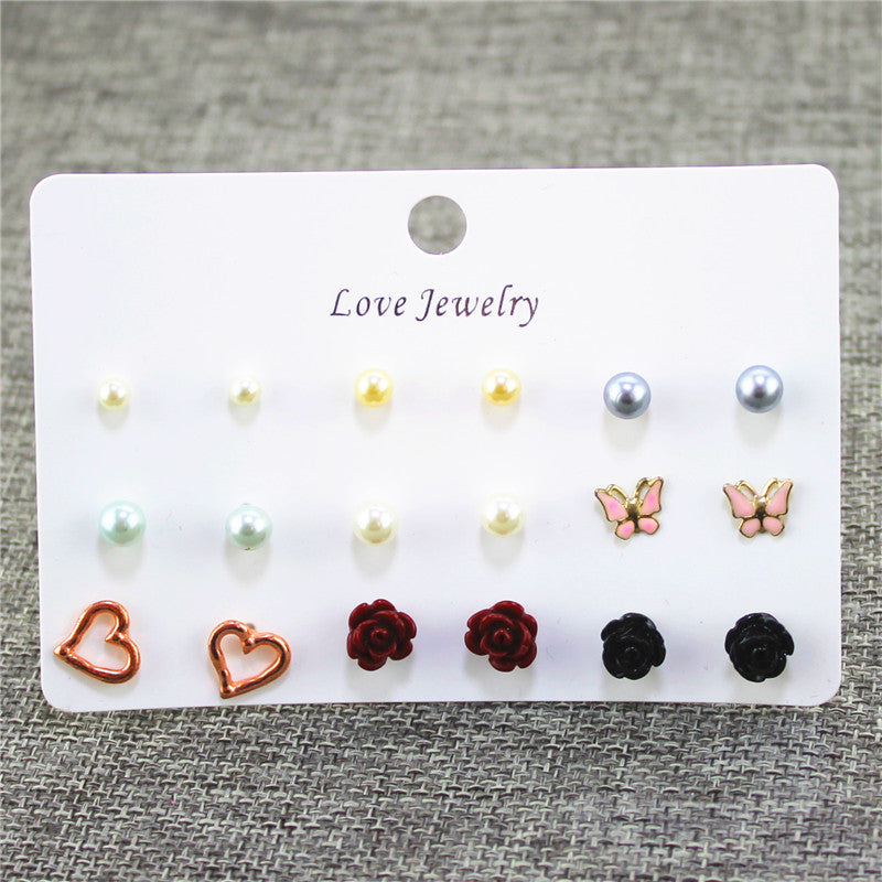 E-117 Fashion ladies accessories Artificial pearl earrings set Simple personality