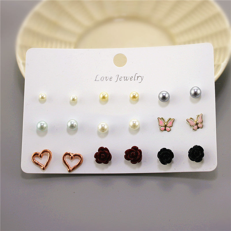 E-117 Fashion ladies accessories Artificial pearl earrings set Simple personality