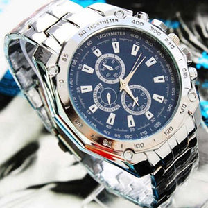 Fashion Men Stainless Steel Quartz Analog Sport Wrist Watch Father's Day Gift