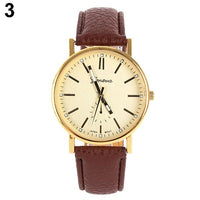 Men's / Women's Geneva Round Roman Numerals Dial Faux Leather Quartz Wrist Watch