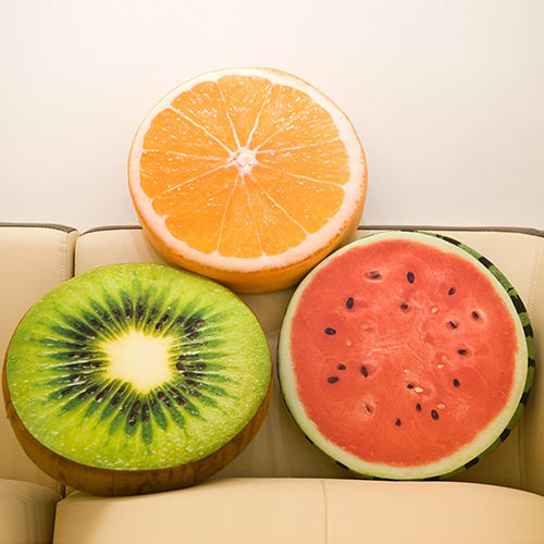 Soft Round Pillow Plush Cushion Orange Kiwi Watermelon Fruit Toys Seat Pad