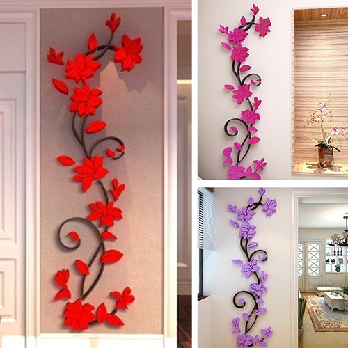 Rosa Multiflora Vine Entrance Corridor Wall Stickers Backdrop Decor 3D Hangings