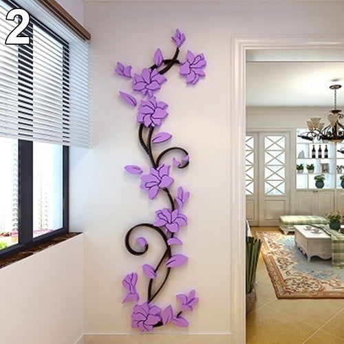 Rosa Multiflora Vine Entrance Corridor Wall Stickers Backdrop Decor 3D Hangings