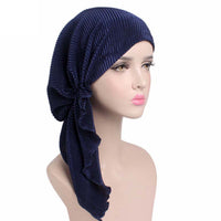 Fashion Women Wrinkle Long Turban Cap Head Wrap Beanie Muslim Hijab