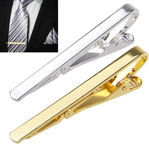 Men Silver/Gold Copper Chic Necktie Tie Bar Clasp Clip Formal Occasion Clamp Pin