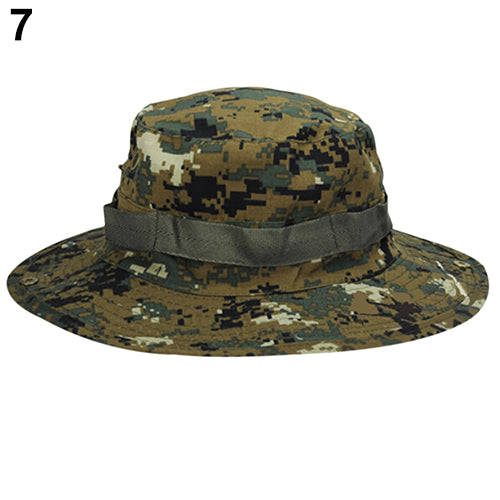 Unisex Woodland Fishing Hiking Travel Military Sun-proof Camo Boonie Hat Cap