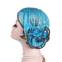 Fashion Women Lace Flower Pleat Beanie Mesh Turban  Head Wrap