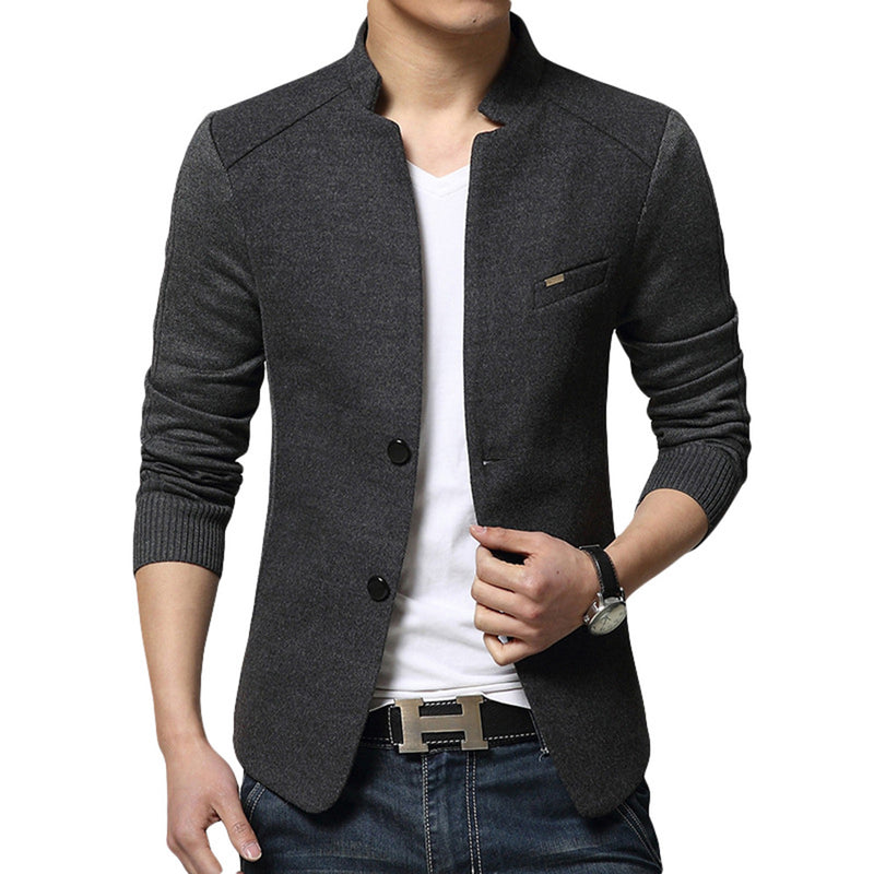 Men's Fashion Autumn Jacket Casual Long Sleeve Slim Fit Button Coat Outwear