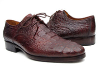 Paul Parkman Brown & Bordeaux Crocodile Embossed Calfskin Derby Shoes (ID#1438BRD)
