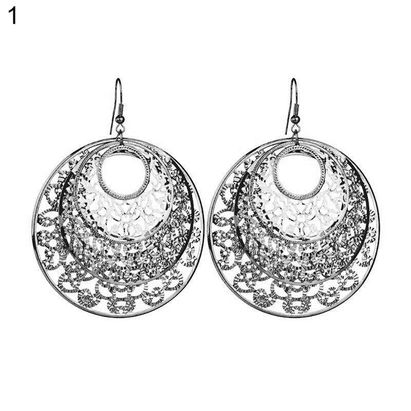 Fashion Round Hollow Loop Flower Hook Earrings Ear Ring Women Girl Jewelry Gift