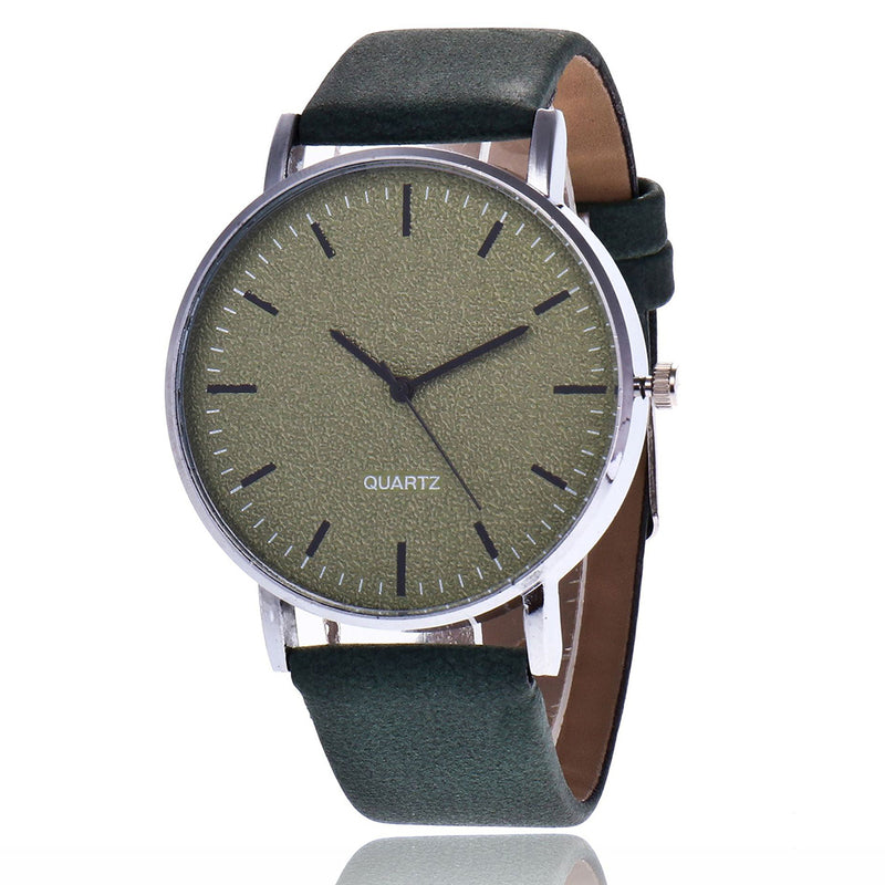 Simple Women Men Analog Quartz Round Dial Faux Leather Strap Wrist Watch Gift