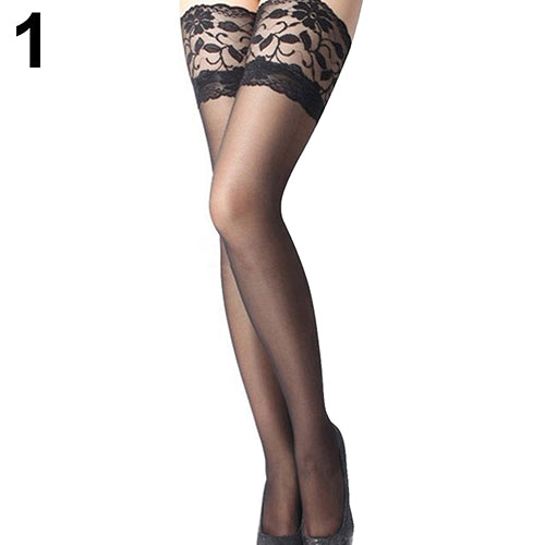 Women Fashion Sexy Floral Lace Top Stay Up Thigh High Stockings Pantyhose