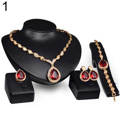Women Formal Party Waterdrop Cubic Zirconia Necklace Earrings Bracelet Ring US6-9