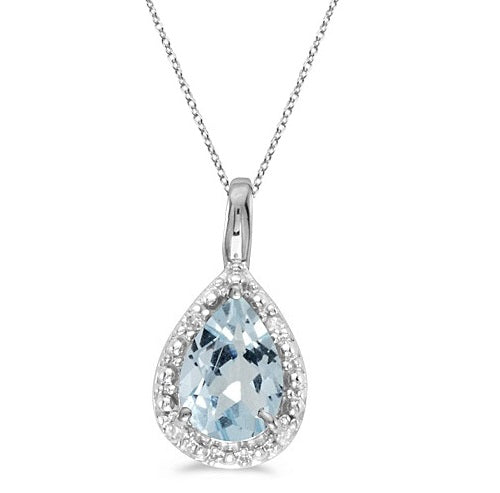Pear Shaped Aquamarine Pendant 14k White Gold (0.60ct) chain sold  separately