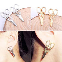 Women's Girl's Punk Scissors Shape Design Ear Studs Creative Earrings Jewelry