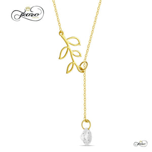 Tree Branch Lariat Necklace, 925 Sterling Silver, 14K Gold Plated Twig Pendant
