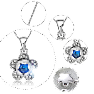 Fashion Flower Rhinestones Alloy Necklace Stud Earrings Women Jewelry Set Gift