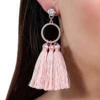 Bohemian Women Tassel Earrings Long Rhinestones Circle Dangle Party Jewelry