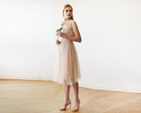 Pink Tulle and Lace Sleeveless Short Dress 1159