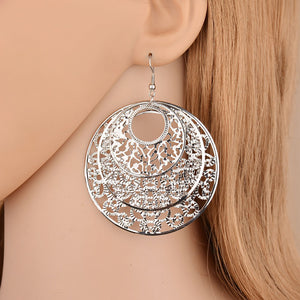 Fashion Round Hollow Loop Flower Hook Earrings Ear Ring Women Girl Jewelry Gift