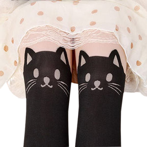 Women Sexy Cat Tail Gipsy Mock Knee High Hosiery Pantyhose Tattoo Leggings Tights