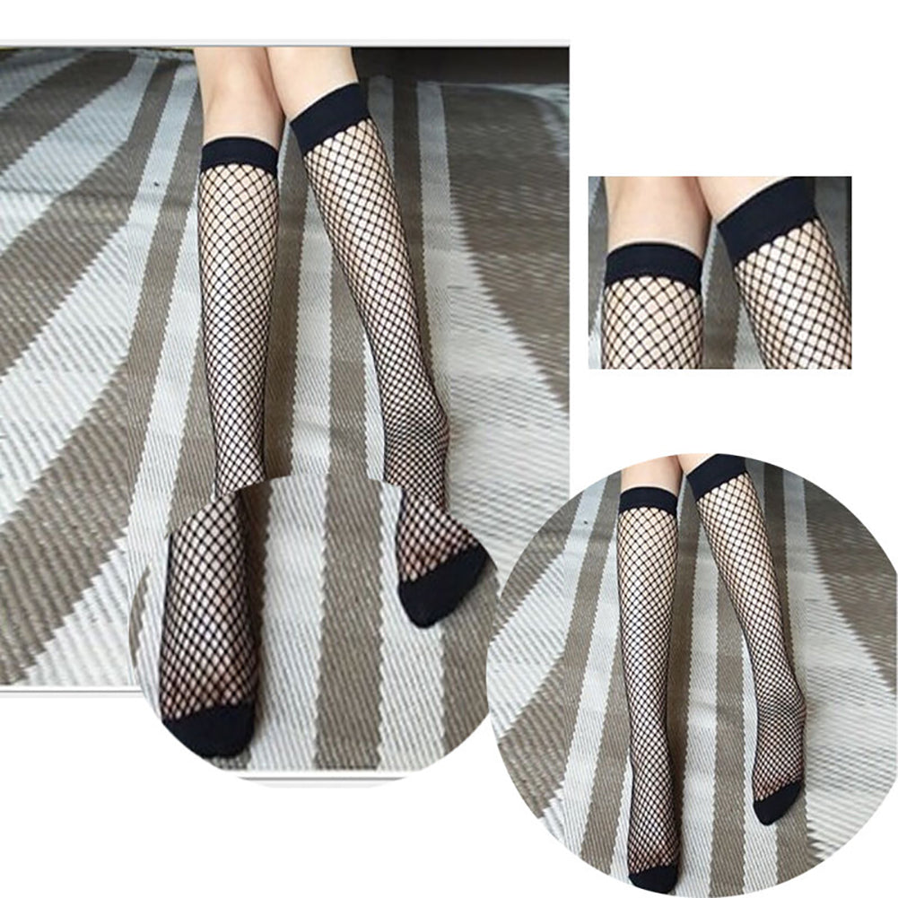 1 Pair Women Fashion Fishnet Knee High Socks Tight Ultra Thin Stay Up Stockings