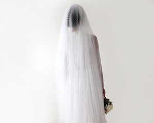 wedding Veil, fingertip length veil, dots tulle veil, mid length veil 4019
