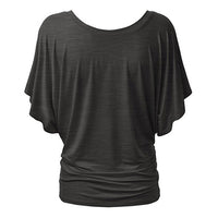 Women Boat Neck Dolman Casual Tops Elbow Sleeve Off Shoulder Tee Blouse T-Shirt