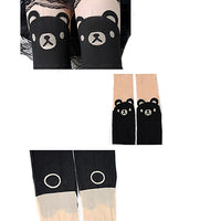 Women Fashion Cartoon Cute Bear Print Thigh-High Socks Tattoo Tights Pantyhose