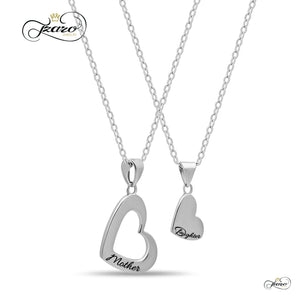 Mother Daughter Heart Necklace Set, 925 Silver, Silver Plated Heart Necklaces