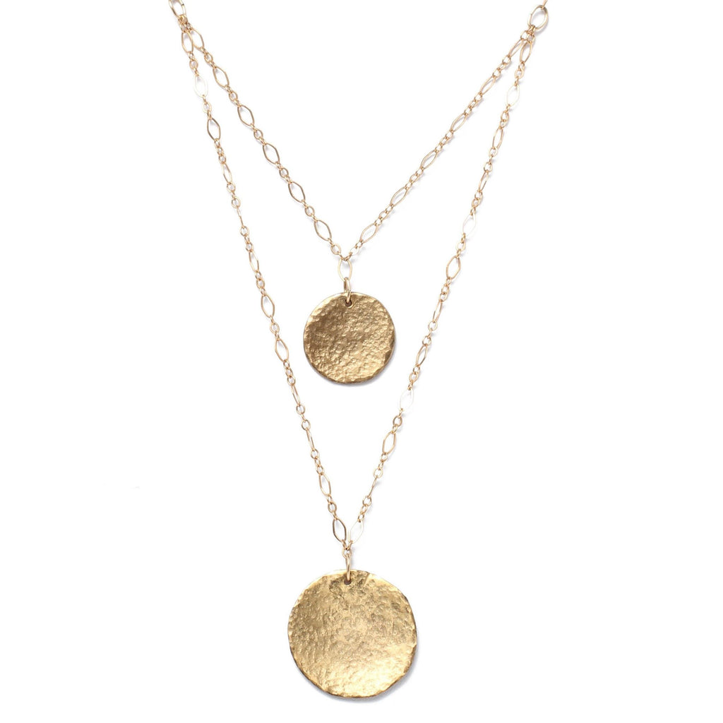 Double Strand Coin Necklace 14k gold