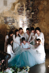 Lace three quarters Sleeve Wedding maxi dress 1124