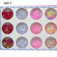 12 Jars/1 Box Shiny Sweet Pattern Manicure Nail Art Eye Make-up Sequin DIY Tool