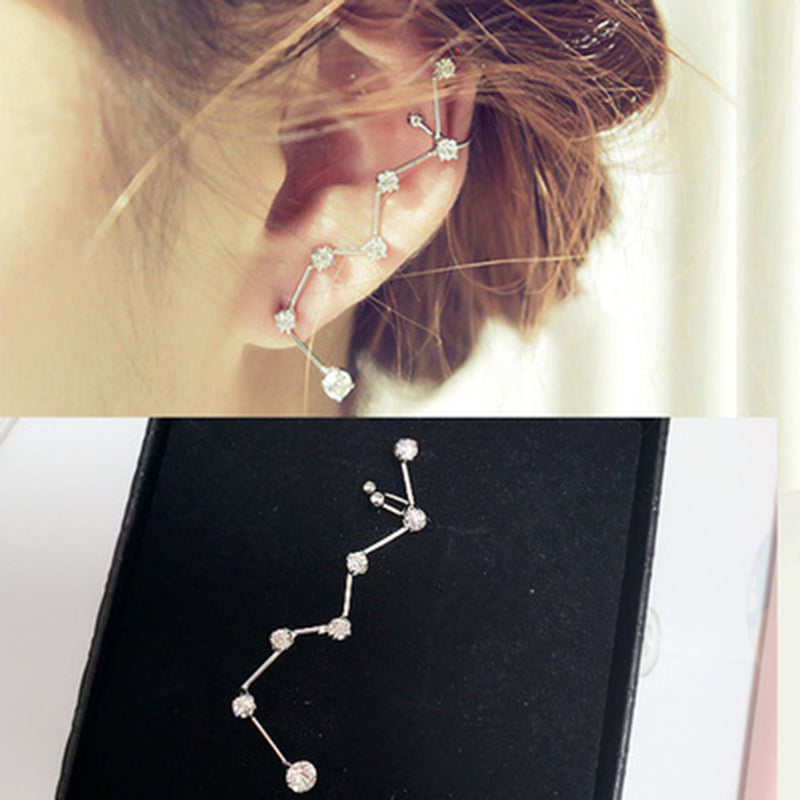1Pc Fashion Big Dipper Rhinestone Women /Unisex  Ear Studs Earrings Jewelry Birthday Gift