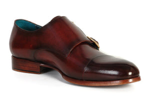 Paul Parkman Men's Cap-Toe Double Monkstraps Brol Dark Brown (ID#045-BRL)