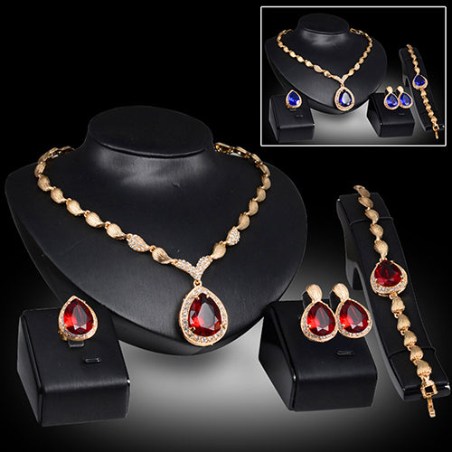 Women Formal Party Waterdrop Cubic Zirconia Necklace Earrings Bracelet Ring US6-9