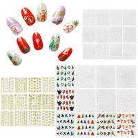 12 Sheets Christmas Snowflake Zip 3D Decals Nail Art Tips Stickers DIY Manicure